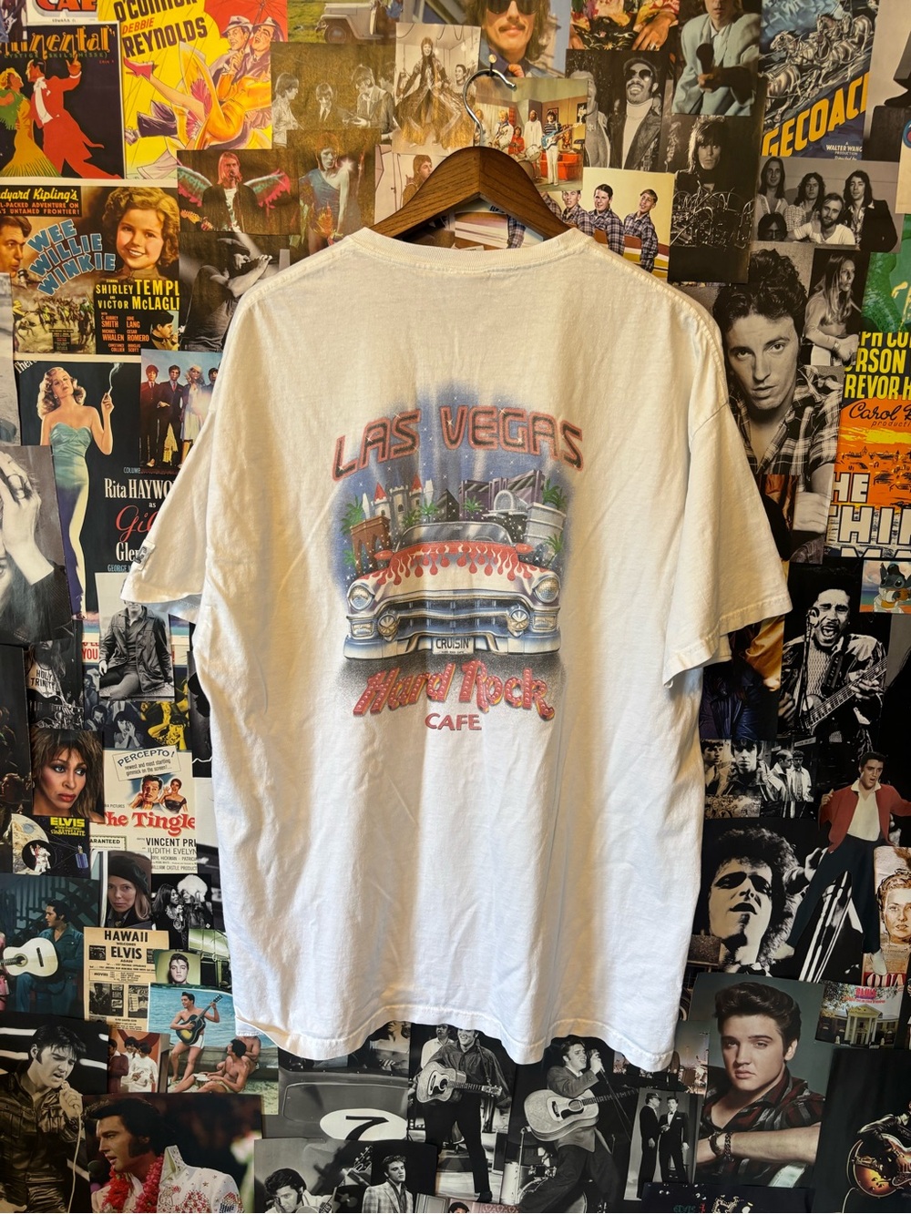 Hard Rock Cafe White Las Vegas Graphic Tee with Multicolor Print